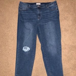 Eloquii Distressed Denim Jeans With Frayed Hem